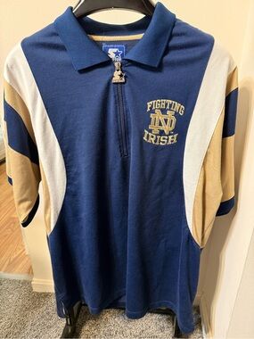 Men's Vintage Starter Notre Dame Fighting Irish Polo Shirt Size XL Navy Blue
